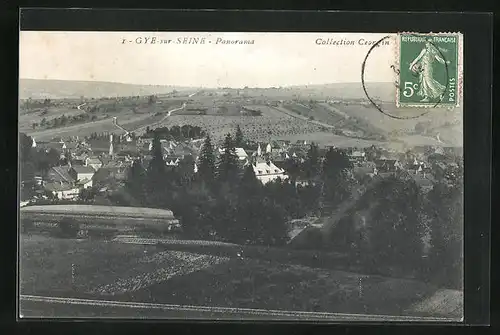 AK Gyè-sur-Seine, Panorama aus der Vogelschau
