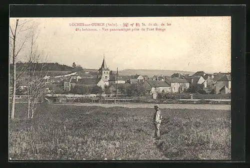 AK Loches-sur-Ource, Vue panoramique prise du Pont Rouge