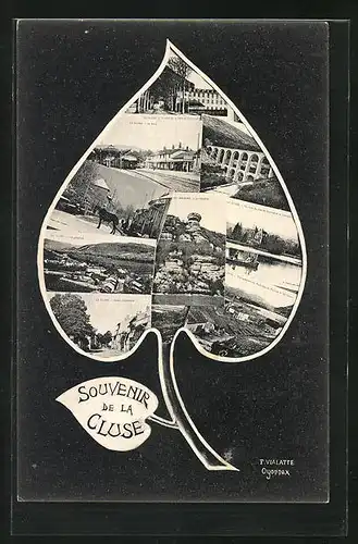 AK Montréal-la-Cluse, La Gare, Le Benitier, Route d`Oyannax, Collage mit diversen Ansichtskarten