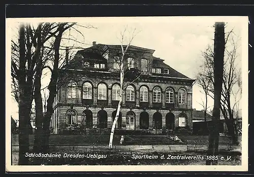 AK Dresden-Uebigau, Gasthaus Schlossschänke, Sportheim des Zentralvereins 1885 e. V.