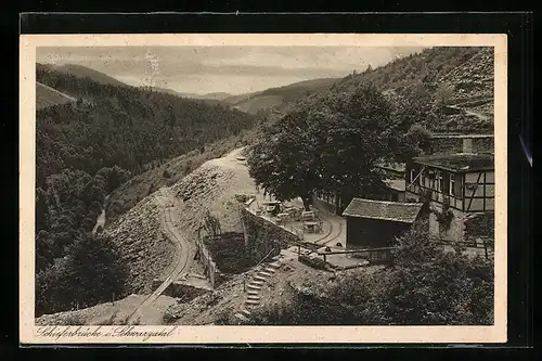 AK Bad Blankenburg, Gaststätte der Schieferbrücke im Schwarzatal