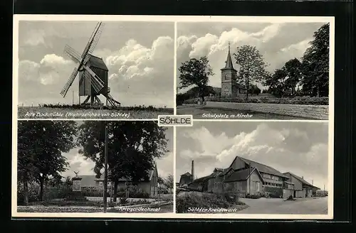 AK Söhlde, Kriegerdenkmal, Alte Bockmühle, Söhlder Kreidewerk, Steinbruch