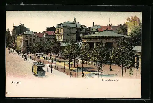 AK Aachen, Strassenbahn vor dem Elisenbrunnen