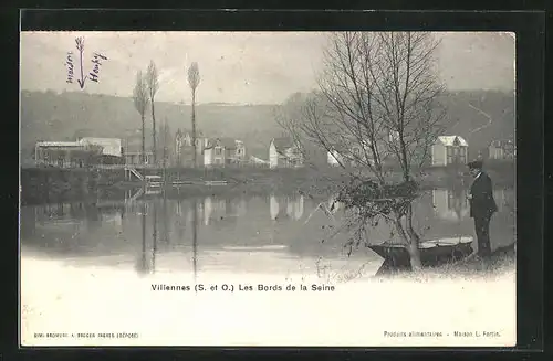 AK Villennes, Les Bords de la Seine