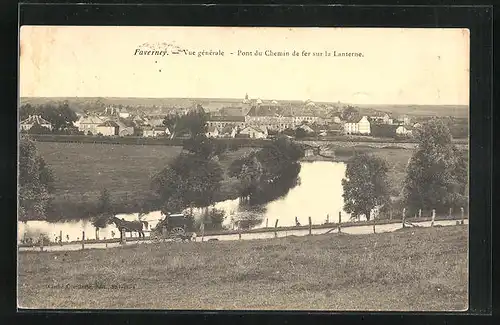 AK Faverney, Vue gènèrale - Pont du Chemin de fer sur la Lanterne