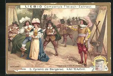 Sammelbild Liebig, Serie: Cyrano de Bergerac, Bild 5, 4. Act, 10. Auftritt