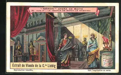 Sammelbild Liebig, Serie: Néron Opera de Boito, Bild 3, Acte II., le Temple de Simon le Magicien