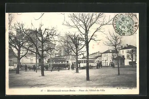 AK Montreuil-sous-Bois, Place de l`Hotel de Ville