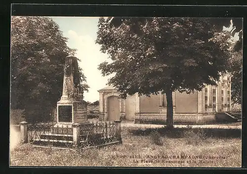 AK Angrac-Champagne, La Place, le Monument et la Mairie