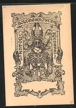 Exlibris Anton Bolongarosche, Wappen mit Ritterhelm