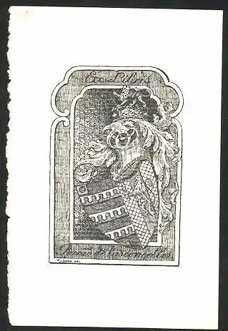 Exlibris von Junod für Borao de Vascongellas, Wappen mit Ritterhelm