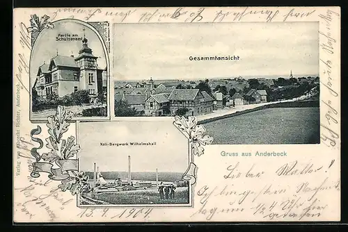 AK Anderbeck, Kali-Bergwerk Wilhelmshall, Partie am Schulzenamt, Gesamtansicht