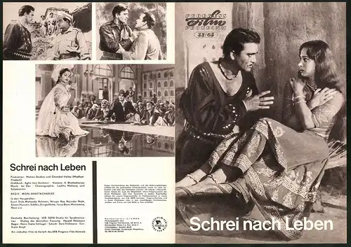 Filmprogramm PFP Nr. 33 /65, Schrei nach Leben, Sunil Dutt, Waheeda Rehman, Regie: Moni Bhattacharjee