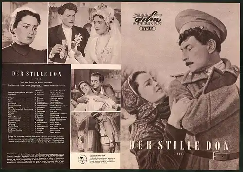 Filmprogramm PFP Nr. 81 /58, Der stille Don 1.Teil, D. Iltschenko, A. Filippowa, Regie: Sergei Gerassimow