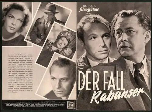 Filmprogramm IFB Nr. 883. Der Fall Rabanser, Hans Söhnker, Carola Höhn, Regie: Kurt Hoffmann