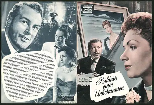 Filmprogramm DNF, Bildnis einer Unbekannten, Ruth Leuwerick, O. W. Fischer, Regie: Helmut Käutner