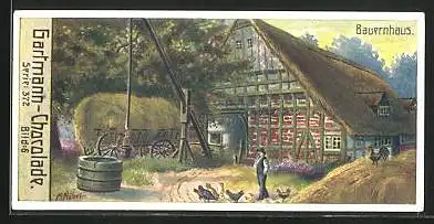 Sammelbild Gartmann-Schokolade, Heidebilder, Bauernhaus, Hühner, Serie 372, Bild 6