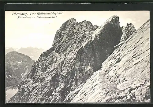 AK Oberstdorf, Heilbronner Weg, Plattenhang am Steinschartenkopf