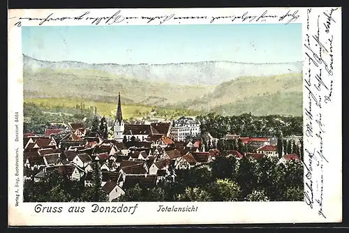 AK Donzdorf, Ortsansicht mit Kirche aus der Vogelschau