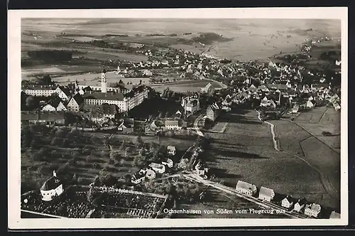 AK Ochsenhausen, der Ort von Süden vom Flugzeug aus