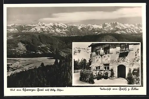 AK Grossholzleute / Allgäu, Gasthof-Pension Adler, Totale mit Allgäuer Alpen