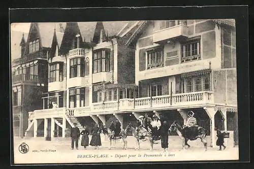 AK Berck-Plage, Départ pour la Promenade à anes