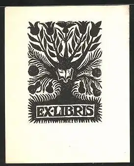 Exlibris Blumenstrauch mit Buch