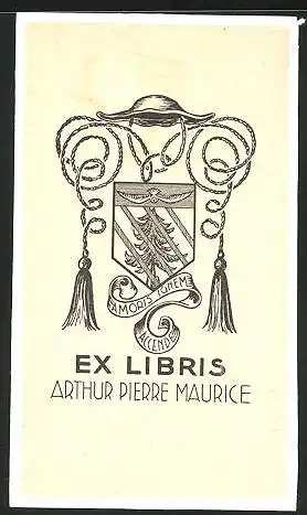 Exlibris Arthur Pierre Maurice, Wappen mit Tannenbaum