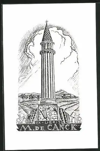 Exlibris M. de Canck, Säulenturm