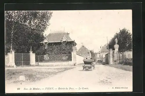 AK Vigny, Entree du Pays, Automobil auf der Strasse