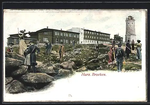 AK Brocken / Harz, Brocken-Hotel und Aussichtsturm