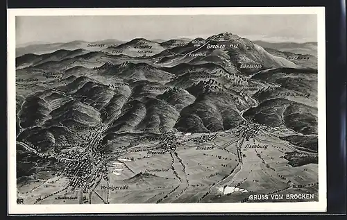 AK Brocken, Blick auf den Berg und Umgebung, Wernigerode