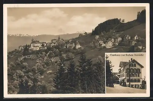 AK Walzenhausen, Gasthaus und Pension zur frohen Aussicht, Ortsansicht vom Ortsrand aus