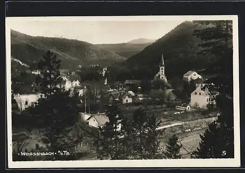 AK Weissenbach an der Triesting, Ortsansicht mit Kirche