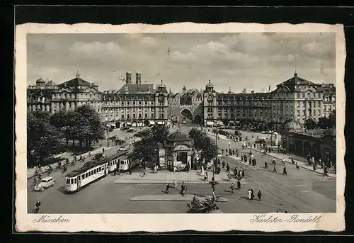 AK München, Karlstor-Rondell, Strassenbahn