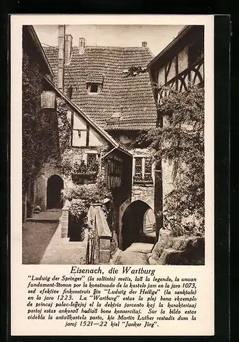 AK Eisenach, die Wartburg, Esperanto-Text, Ganzsache