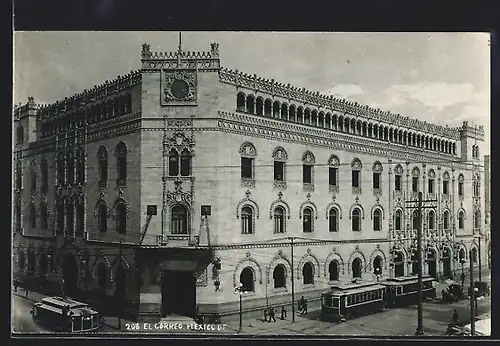 AK Mexico City, El Correo, Strassenbahn