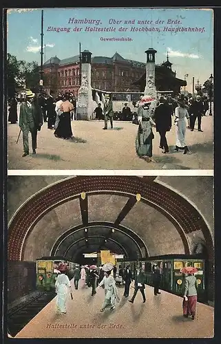 AK Hamburg-St.Georg, Haltestelle der Hochbahn, Hauptbahnhof, U-Bahn