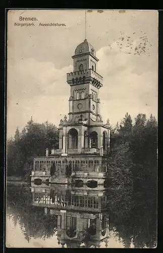 AK Bremen, Bürgerpark mit Aussichtsturm