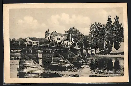 AK Piestany, Ortspartie mit Brücke