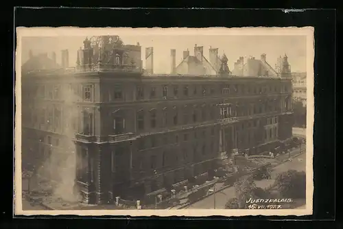 Foto-AK Wien, Brand des Justizpalastes 1927