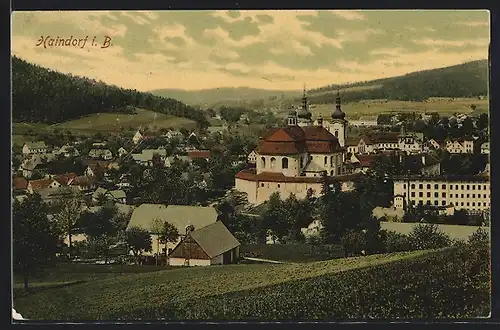 AK Haindorf i. B., Totalansicht aus der Vogelschau