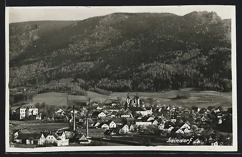 AK Haindorf i. B., Gesamtansicht mit Bergpanorama