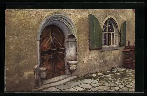 Künstler-AK Photochromie Nr. 205 /3437: Geising, Portal eines Hauses