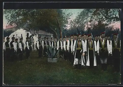 AK Gruppenfoto von polnischen Männern in Tracht, Wloscianki w strojach narodowych