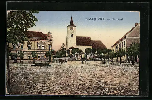 AK Kasejovice, Namesti, Partie auf dem Marktplatz