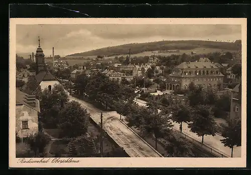 AK Oberschlema /Erzgebirge, Radiumwerk mit Ort