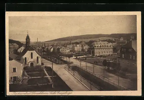 AK Oberschlema /Erzgebirge, Radiumwerk mit Ort