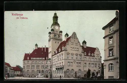 AK Döbeln, Rathaus mit Markt