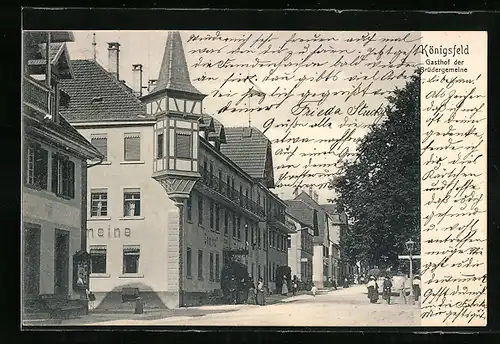 AK Königsfeld, Strassenpartie am Gasthof der Brüdergemeinde